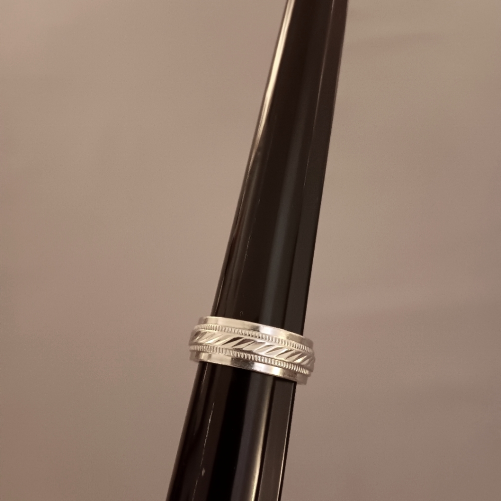 SK Men's Silver-Plated Stainless Steel Wedding Band